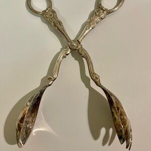 Silverplate Sheffield Pastry Salad Serve Scissor Tongs American Classic See Pics